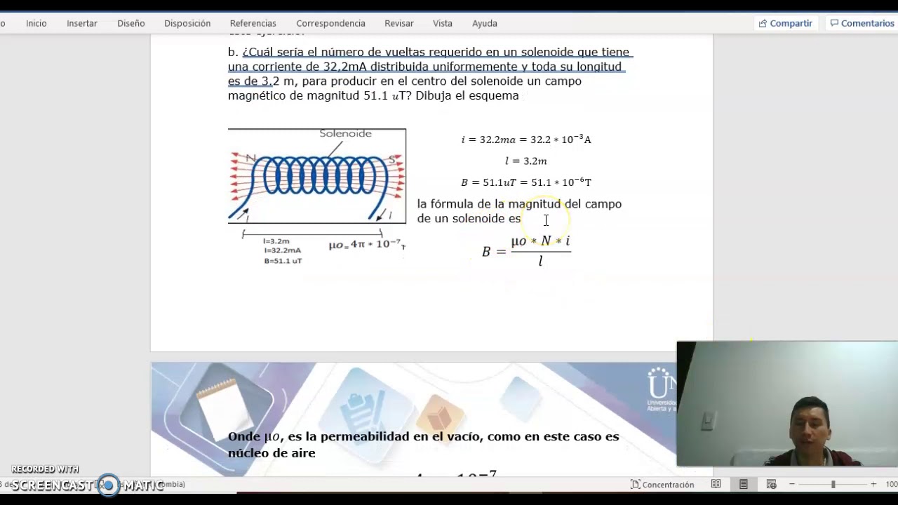 calculo de numero de vueltas de un solenoide - YouTube