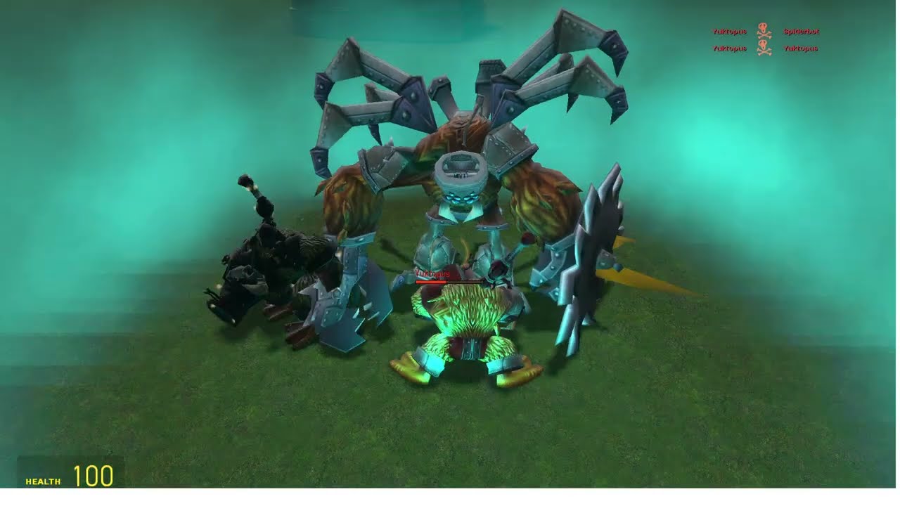 Garry's Mod crash of the Titans yuktopus vs spider bot vs Scorporilla