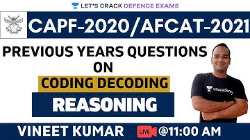 PYQs on Coding Decoding (Part-1) | Reasoning | Target CDS/CAPF/NDA/AFCAT 2020-2021