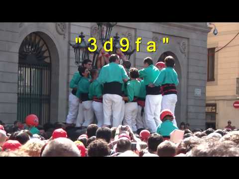 Castellers de Vilafranca a La Mercè 2011 - " 3d9fa " (Tres de nou amb folre i agulla)