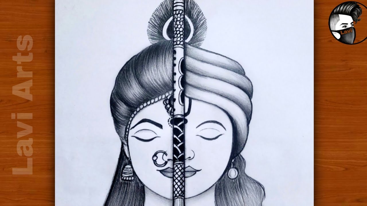 Lord Shree Krishna Drawing - Easy - Step by Step | How to Draw Lord Krishna  | Art Videos | Krishna drawing, Easy drawings, Flute drawing