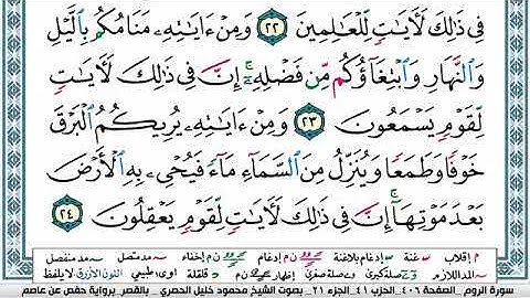 سورة الروم مكتوبة محمود خليل الحصري Surah Al Rom