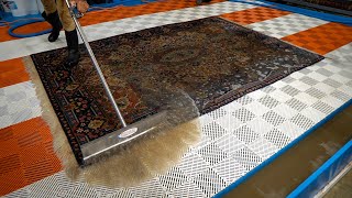 Deep Cleaning 20 YEARS of Embedded DIRT from a beautiful WOOL RUG!