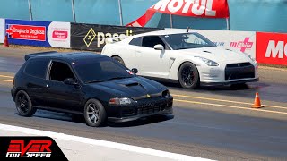 Nissan GTR  Civic TURBO  Lancer EVO  RS3  BMW 335i  DRAG RACES 10 seg piques Barranquilla 2022