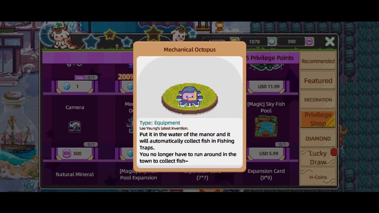 Harvest Town ( Buying Mechanical Octopus) 🐙 in harvest town 