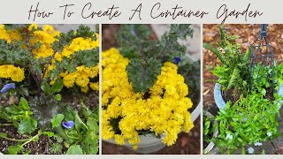 How To Create A Fall Container Garden~Container Garden For Beginners~Our Contented Home~Fall Plants