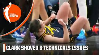 Caitlin Clark shoved to the ground as tempers flare & technicals issued in Fever-Sun | WNBA on ESPN