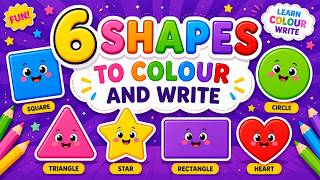 6 Shapes for Kids | Colour and Write Worksheet | DOWNLOAD FREE PDF