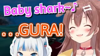 Korone Suddenly Thinks of Gura When Singing 'Baby Shark' [Hololive]