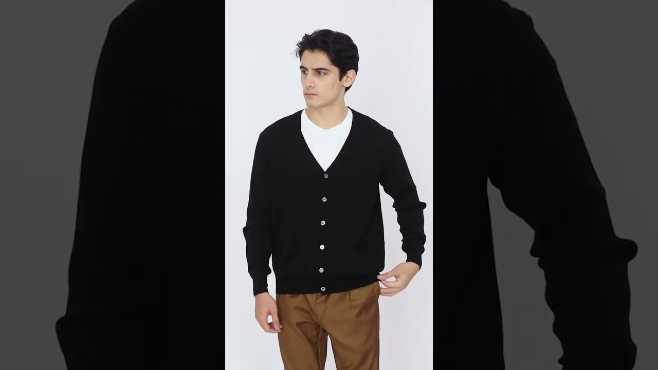 Merino Wool Cardigan / Black
