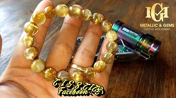 Vòng thạch anh tóc vàng bã mía ánh titan rực rỡ lung linh size 10ly