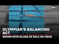 Viral video: 5-time Olympic gold medalist swims while balancing glass of milk on head