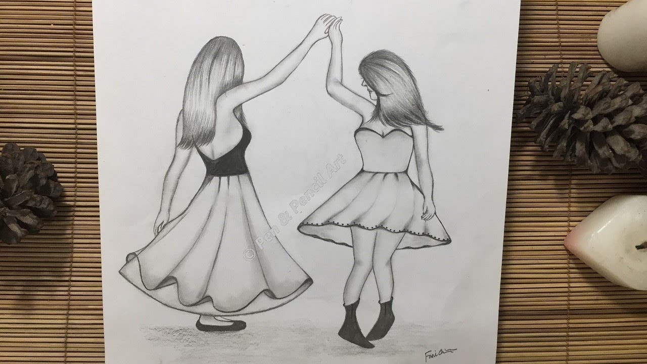 Friendship Day Drawing || How to Draw Best Friends Dancing ( Beautiful