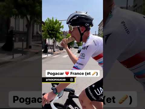 😍🥖 Une manière comme une autre pour Pogacar de déclarer sa flamme à la France #shorts #tourdefrance