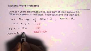 Steps to Define Variables and Solve Age Wordproblem Using Linear Equation | MPM2D