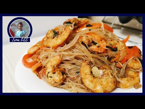 ФУНЧОЗА С КРЕВЕТКАМИ и овощами – Как приготовить стеклянную лапшу С МОРЕПРОДУКТАМИ ВКУСНО | FUNCHOSA