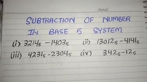 Subtraction of Numbers in base 5 system  | Subtraction in base 5 system  in urdu and hindi