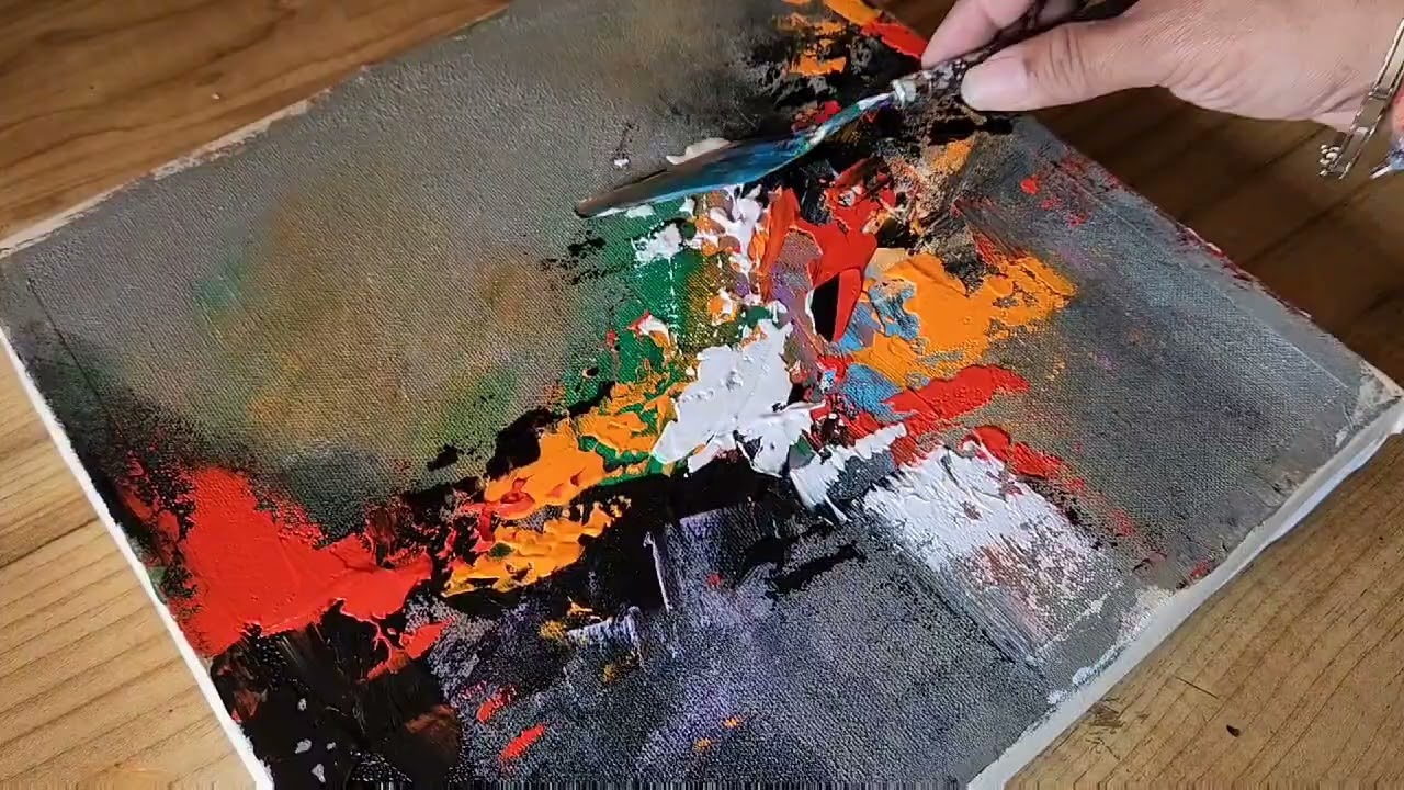 Acrylic abstract painting demonstration #Palette knife blending