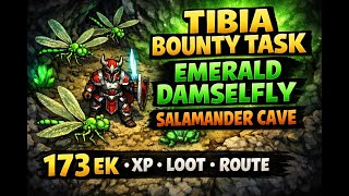 Tibia Bounty Task | Emerald Damselfly Hunt (Salamander Cave, Venore) | 173 EK | XP, Loot, Route