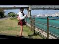青い海が眩しい石垣島に、赤いミニスカートスタイルで一人旅(*´▽｀*)