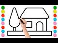 HOW TO DRAW A HOUSE EASY AND SIMPLE FOR KIDS !