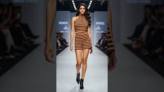 Fierce Stripes Collection Indian Model Ramp Walk Bold Striped Shorts Fashion Show 2025