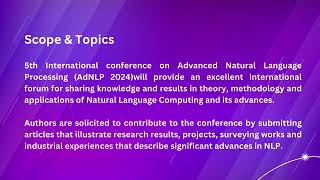 5th International conference on Advanced Natural Language Processing (AdNLP 2024) screenshot 5