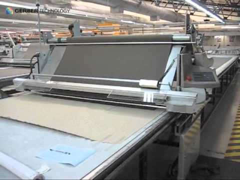 Automatic Fabric Spreading and Fabric Cutting machine //Gerber