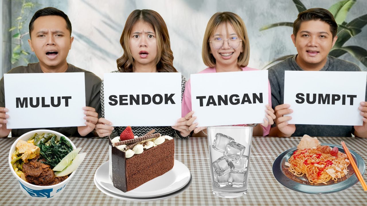 TANTANGAN MAKAN PAKAI SENDOK, SUMPIT, TANGAN DAN MULUT!! KOK JADI GINI!!