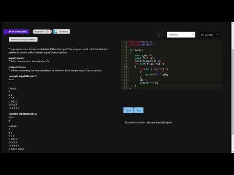 SKILLRACK | DAILY CHALLENGE | 13/08/2023| ALPHABET TRIANGLE PATTERN | PROGRAM ID 9286 | C PROGRAM ||