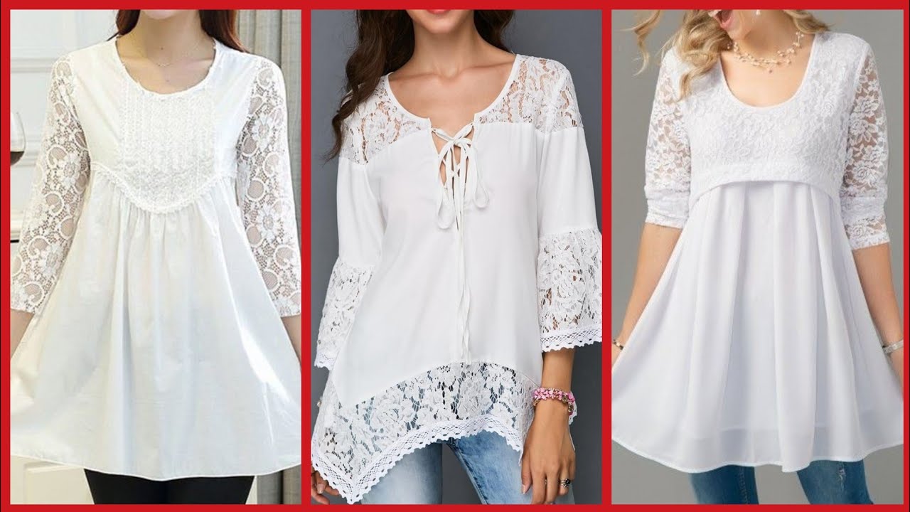 Top Trending And Stylish Designer White Tunic Top /Blouse /Shirts ...