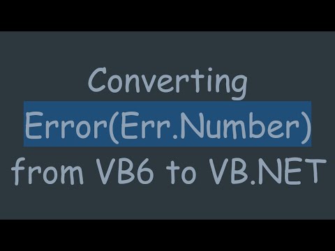 Converting Error(Err.Number) from VB6 to VB.NET