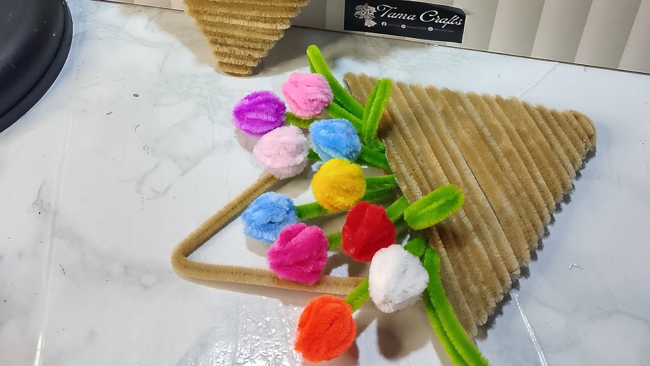 Pipe Cleaner Tulips Flower Tutorial, Tulips mini simple