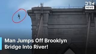 SHOCKING Man Jumps Off Brooklyn Bridge With Makeshift Parachute Rescued by NYPD DRM News OB1Z