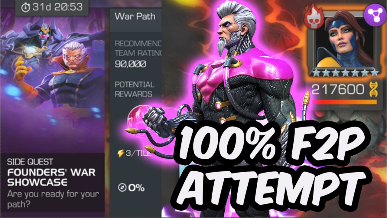 Founders War Showcase 100% Attempt On My 3 Month F2P Account - Marvel Contest of Champions