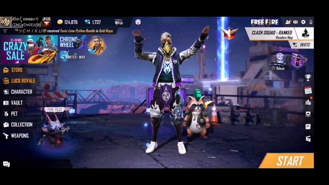 Free Fire Chrono Character Lobby Animation Youtube