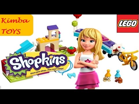 YouTube thumbnail: SHOPKINS and LEGO friends Party Train / Stephanie review set 41111