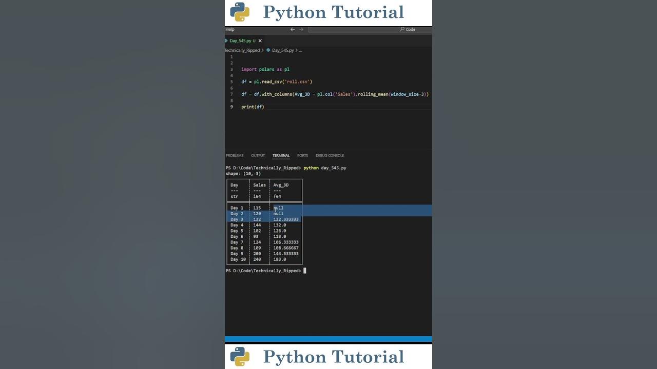 Creating Rolling/Moving Averages With Polars | Python Tutorial - YouTube