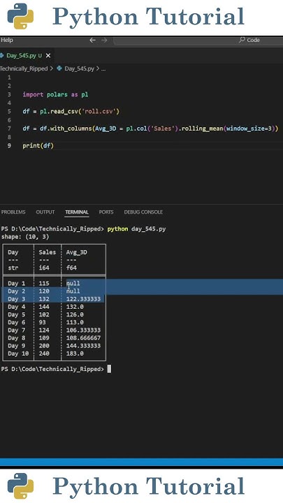 Creating Rolling/Moving Averages With Polars | Python Tutorial - YouTube