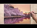 Acrylic Painting Cherry Blossom Landscape