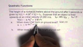 Projectile Rocket Trajectory Application Quadratic Functions Test MCR3U