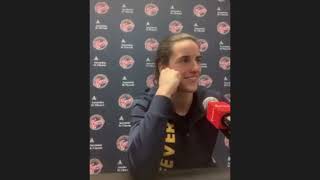 Caitlin Clark, Christie Sides of Indiana Fever pregame at New York; 11th game in 20 days