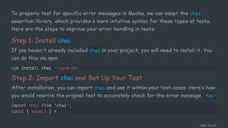 How to Properly Test for a Specific Error Message in Mocha Using chai