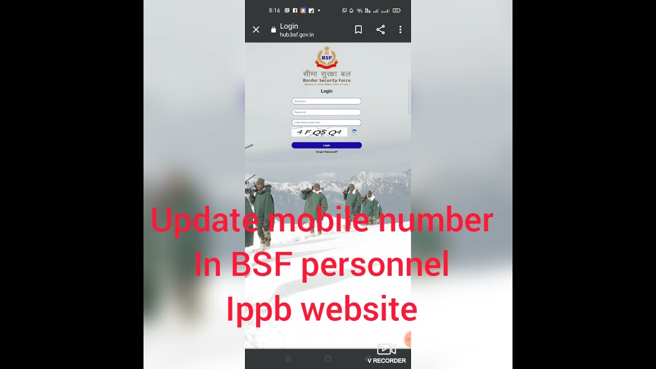 update mobile number in BSF personal ippb id /website.online mobile number change Karen BSF IPP Main