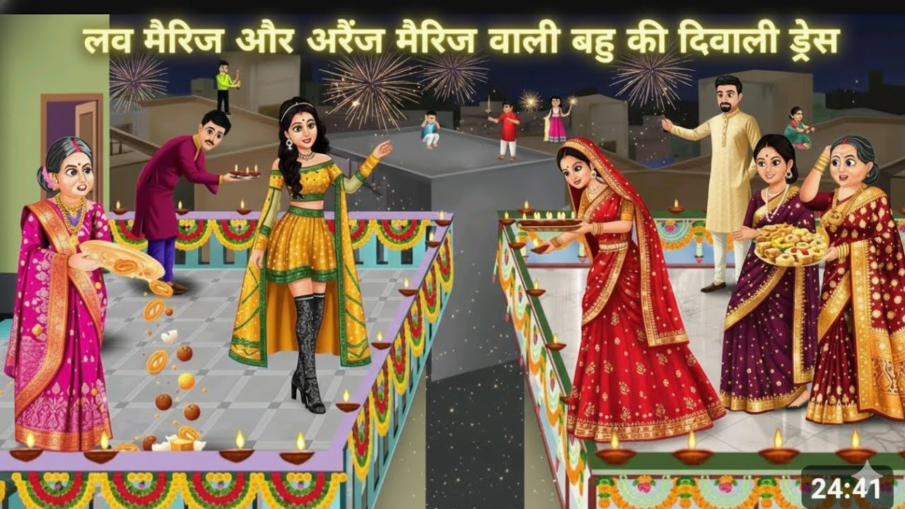 लव मैरिज और अरेंज मैरिज वाली बहू की दिवाली ड्रेस/Love and arrange marriage Bahu Diwali dres#khaniya