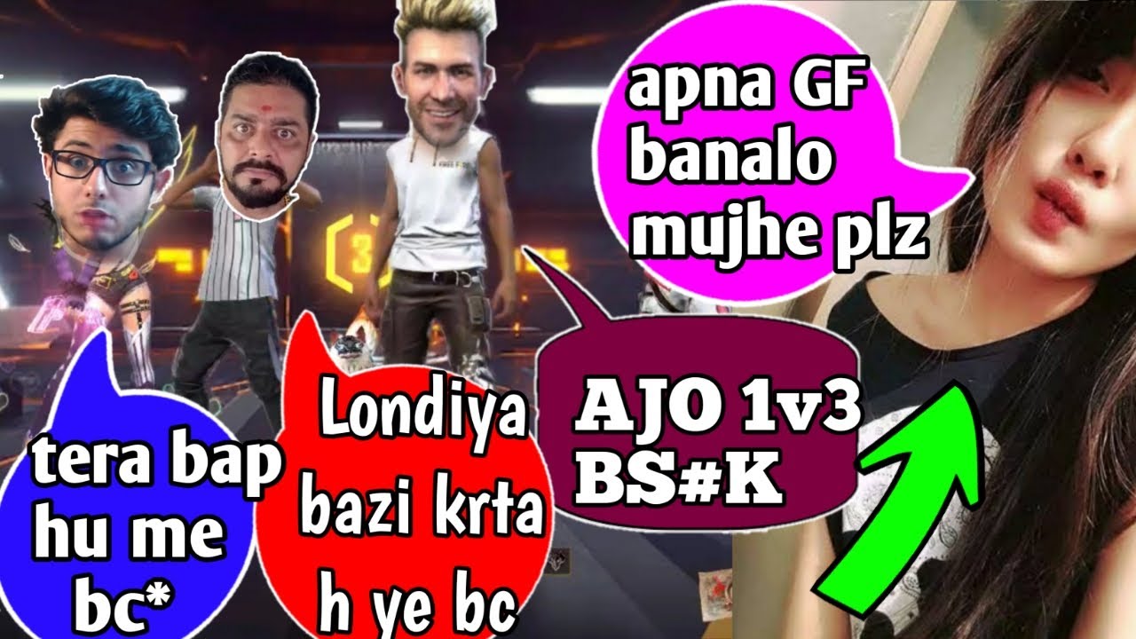 🤑Random RICH HOT Girl Call me noob and I challenge for room 1v3 Garena Free fire | noob prank part 6