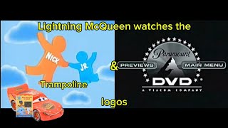 Lightning McQueen watches the Nick Jr DVD logos