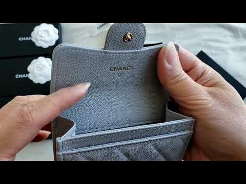 Chanel 21A Grey CARD Holder Classic Flap Unboxing + Showcase my small  collections #luxurypl38 