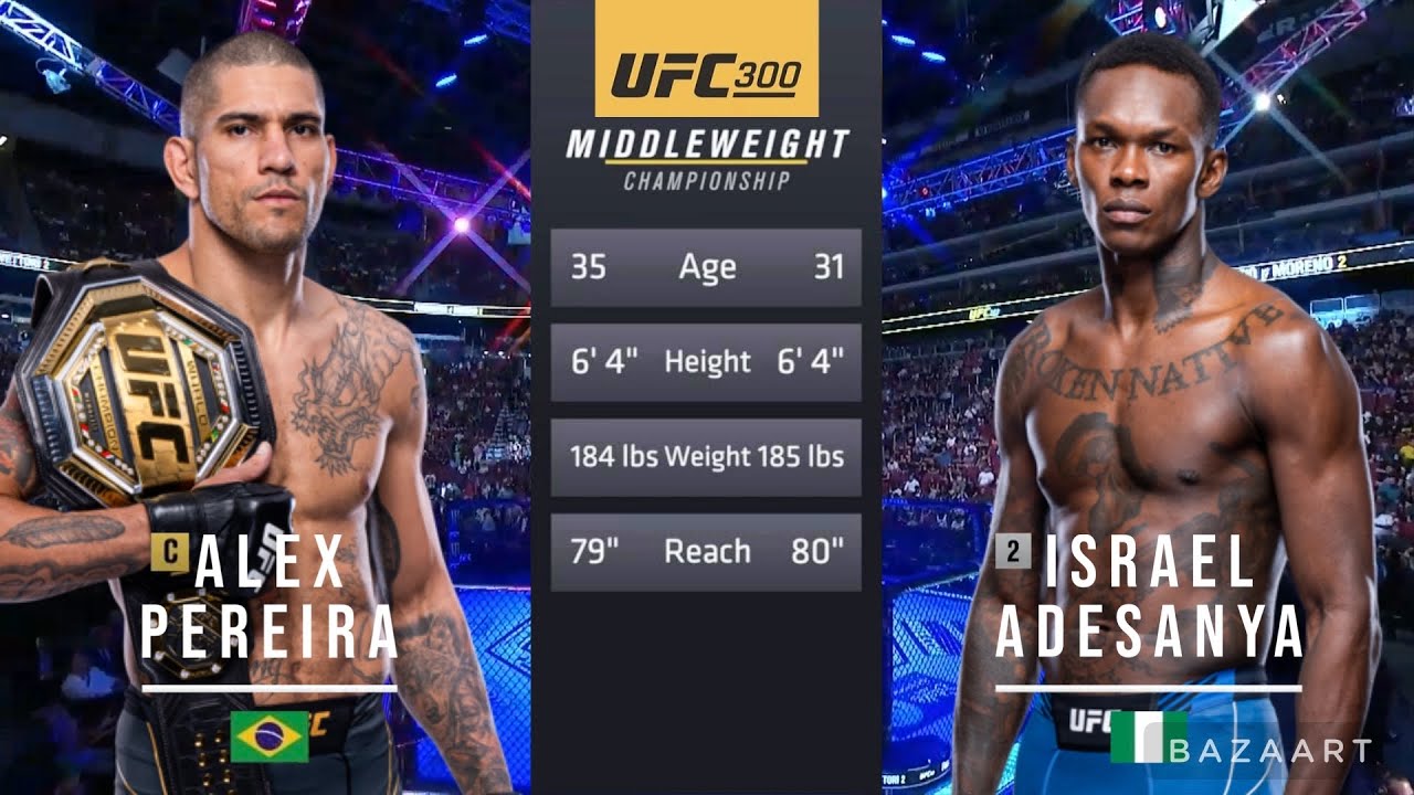 ALEX PEREIRA VS ISRAEL ADESANYA 3 FULL FIGHT UFC 300 YouTube