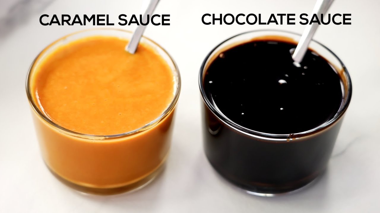 Chocolate Syrup (with powder) & Caramel Sauce Recipe - 2 Easy Syrups - CookingShooking | Yaman Agarwal